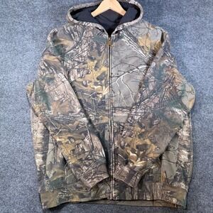 Carhartt Realtree Camo Fleece Hoodie Mens XL Camouflage Lined Zip Vintage Y2K